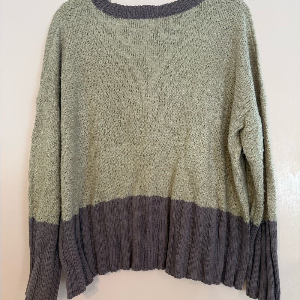 Umgee Beige and Purple Crew Neck Sweater - Picture 2 of 3